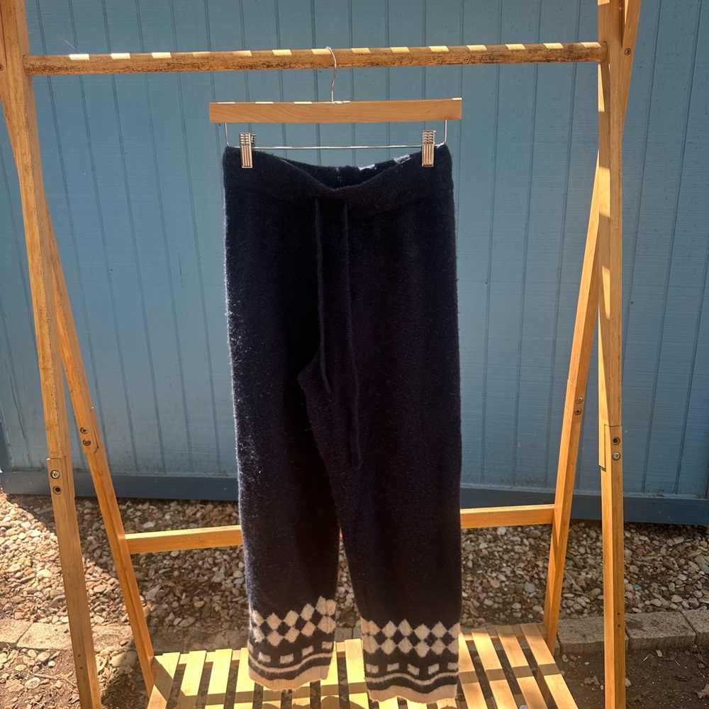 J. Crew Navy and White Fleece Joggers